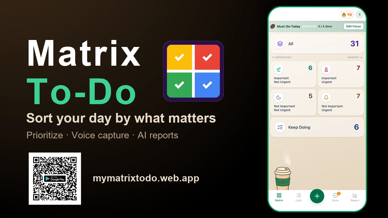 Matrix To-Do — sort your day by what matters